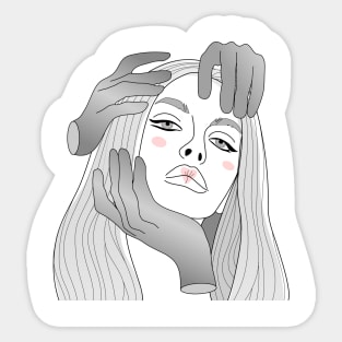 Abstract girl witn hands Sticker